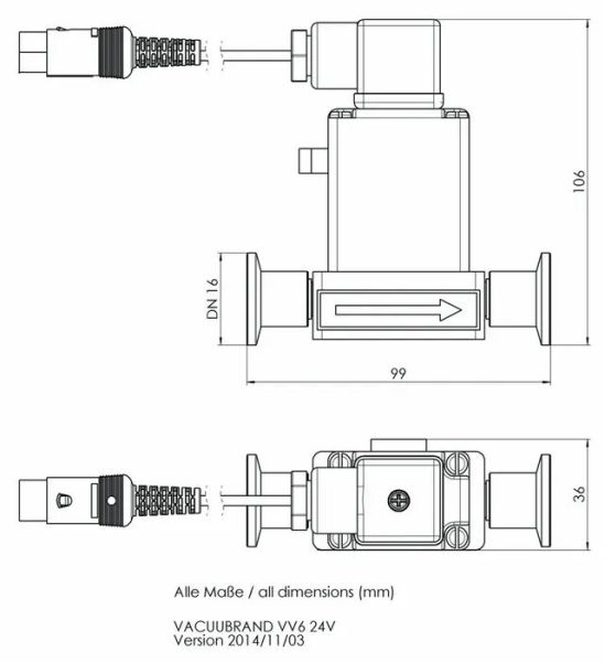 Vacuubrand VV6 Solenoidle çalışan valfler