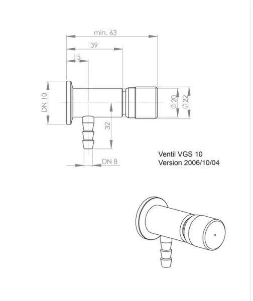 Vacuubrand VGS10 Gaz giriş valfi