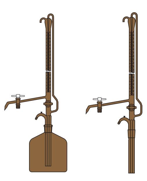 Büret Otomatik, Çift PTFE musluklu, Amber , Depolu